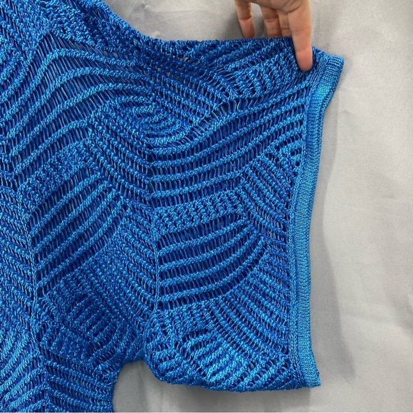 Lauren Ralph Lauren Black Label Oversized Mesh Sweater Bright Blue - Picture 4 of 8